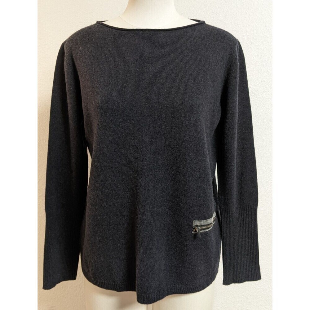 FABIANA FILIPPI Merino Wool, Silk & Cashmere Charcoal Gray Sweater Small